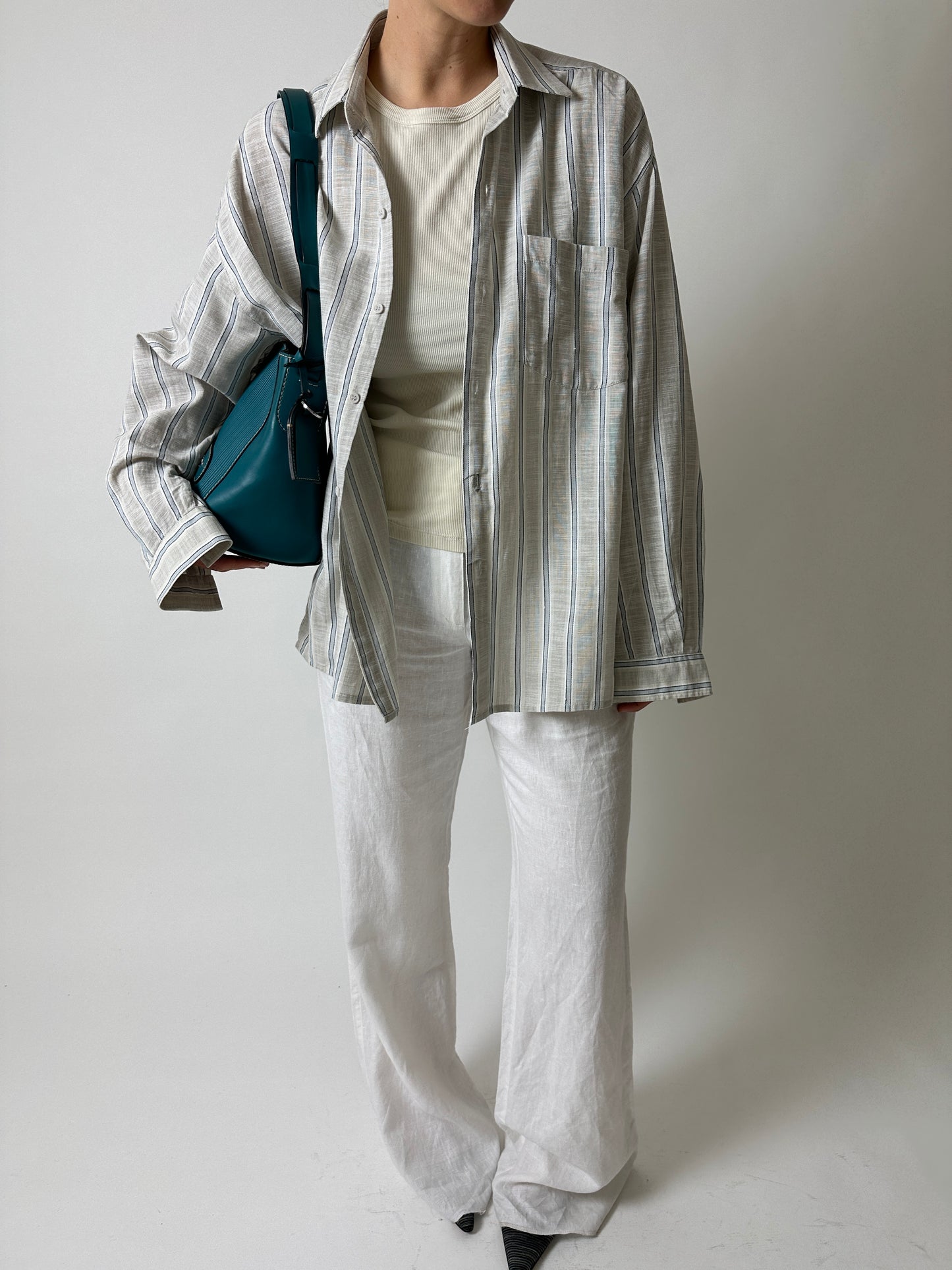 Relaxed striped shirt | Stone / Blue