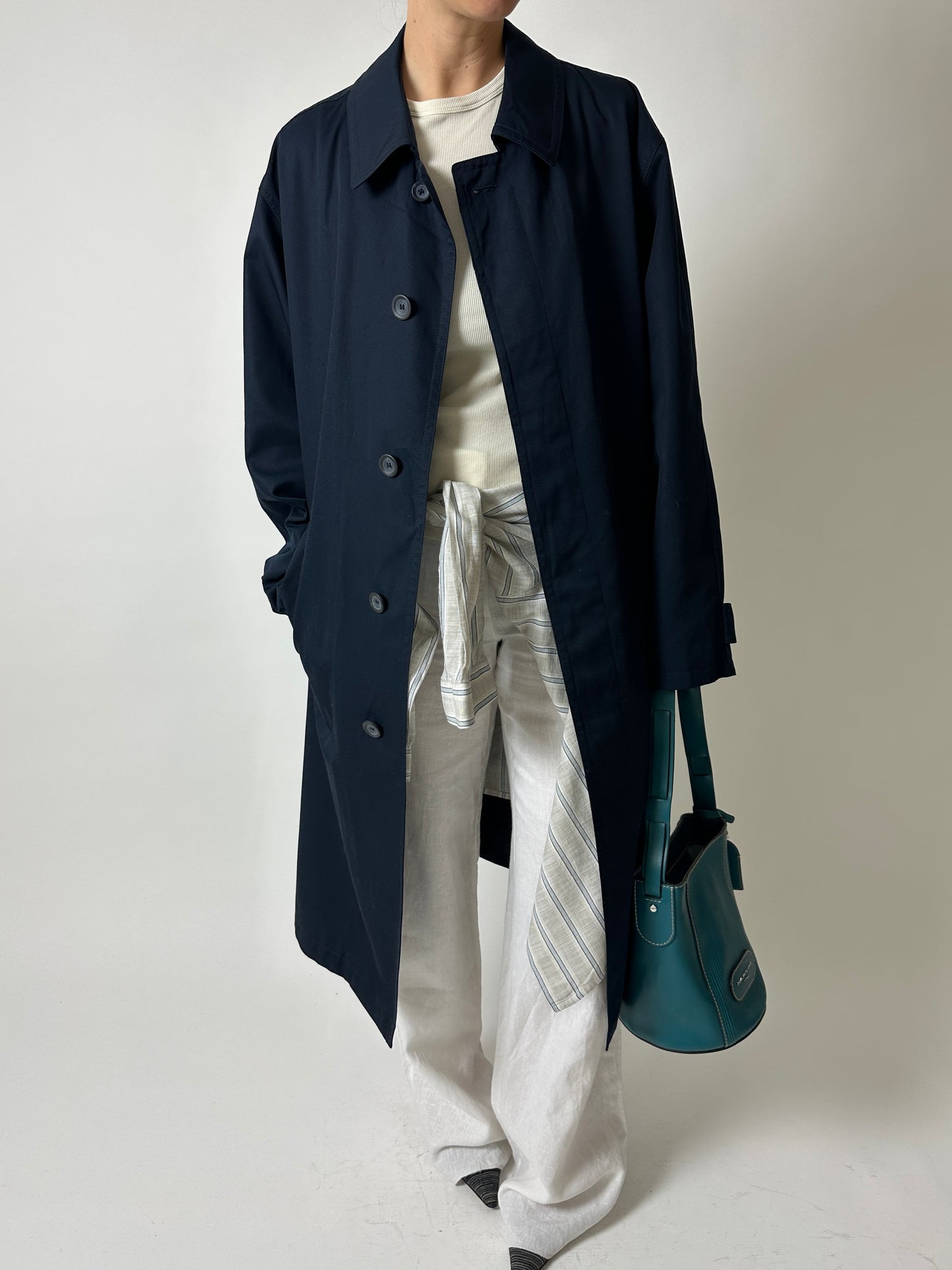 Long mac coat | Dark blue