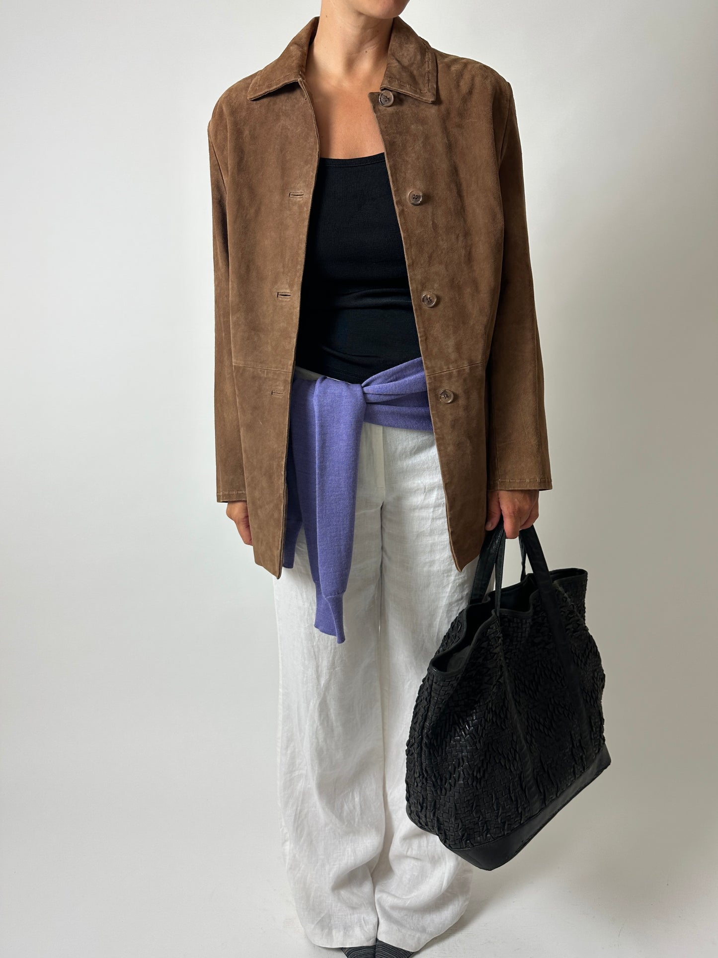 Suede relaxed jacket | Brown