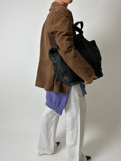 Suede relaxed jacket | Brown