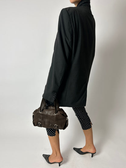 Leather hand bag | Dark brown