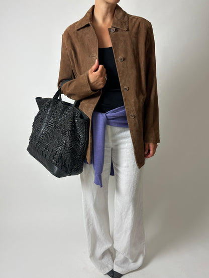 Suede relaxed jacket | Brown