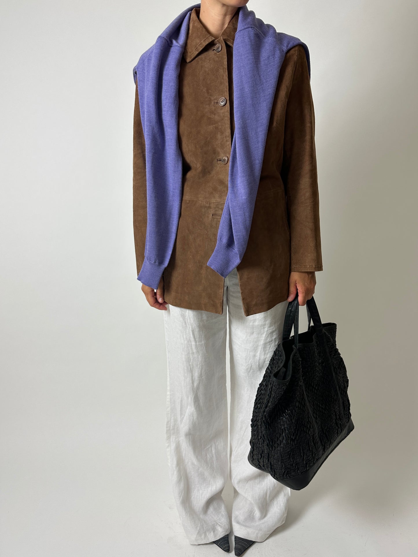 Suede relaxed jacket | Brown
