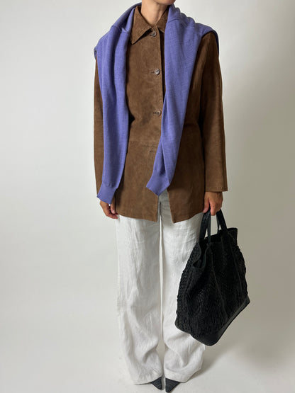 Suede relaxed jacket | Brown