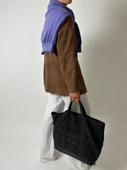 Suede relaxed jacket | Brown