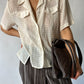 Leather shoulder bag | Taupe / Brown