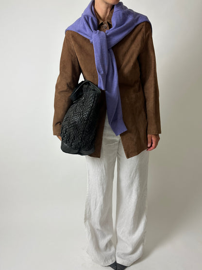 Suede relaxed jacket | Brown