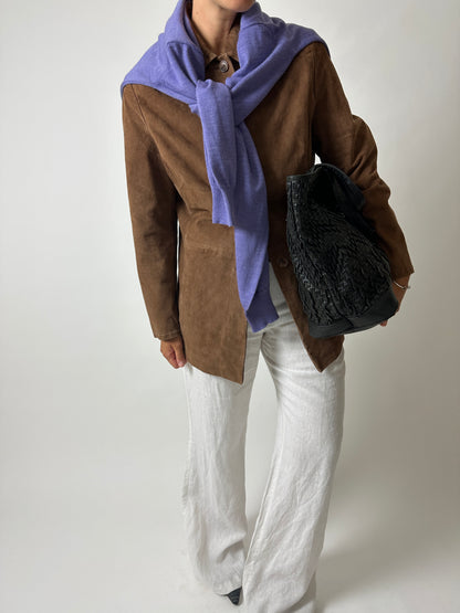 Wool v-neck sweater | Purple
