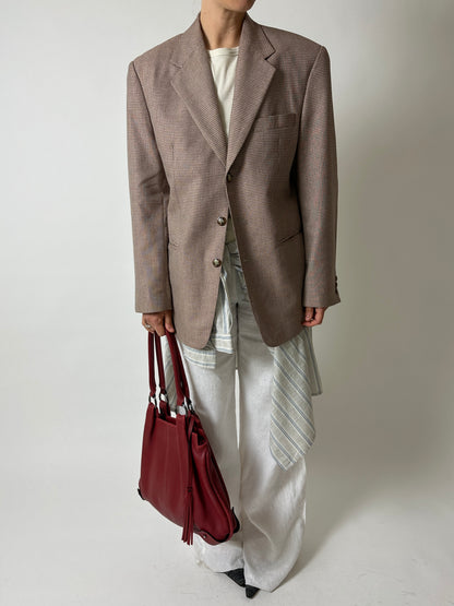Relaxed fit woven blazer | Bordeaux / Ecru
