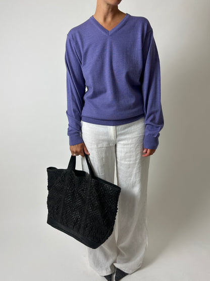 Wool v-neck sweater | Purple