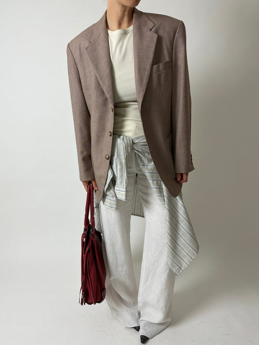 Relaxed fit woven blazer | Bordeaux / Ecru