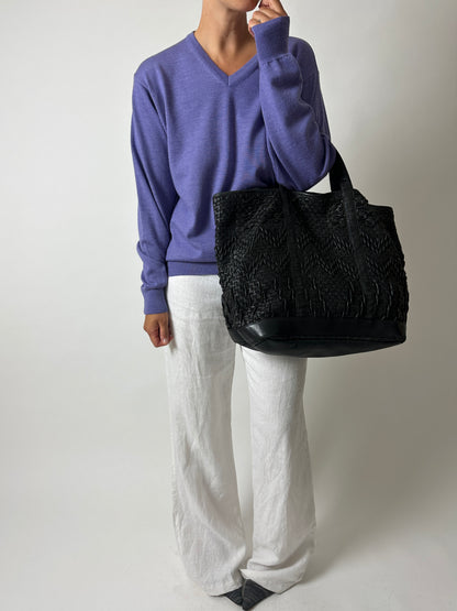 Wool v-neck sweater | Purple