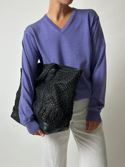 Wool v-neck sweater | Purple