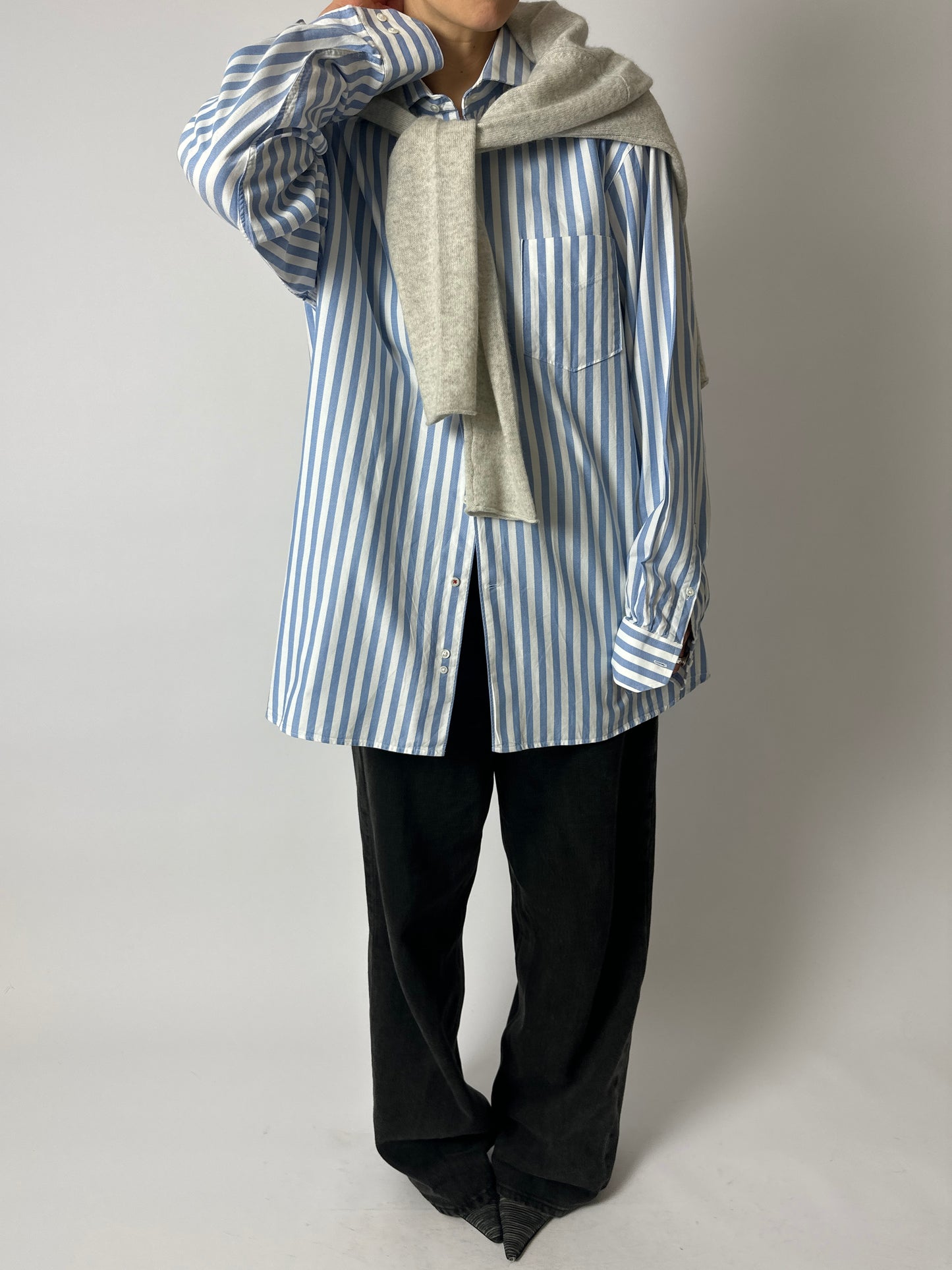 Oversized striped shirt | Blue / Off white