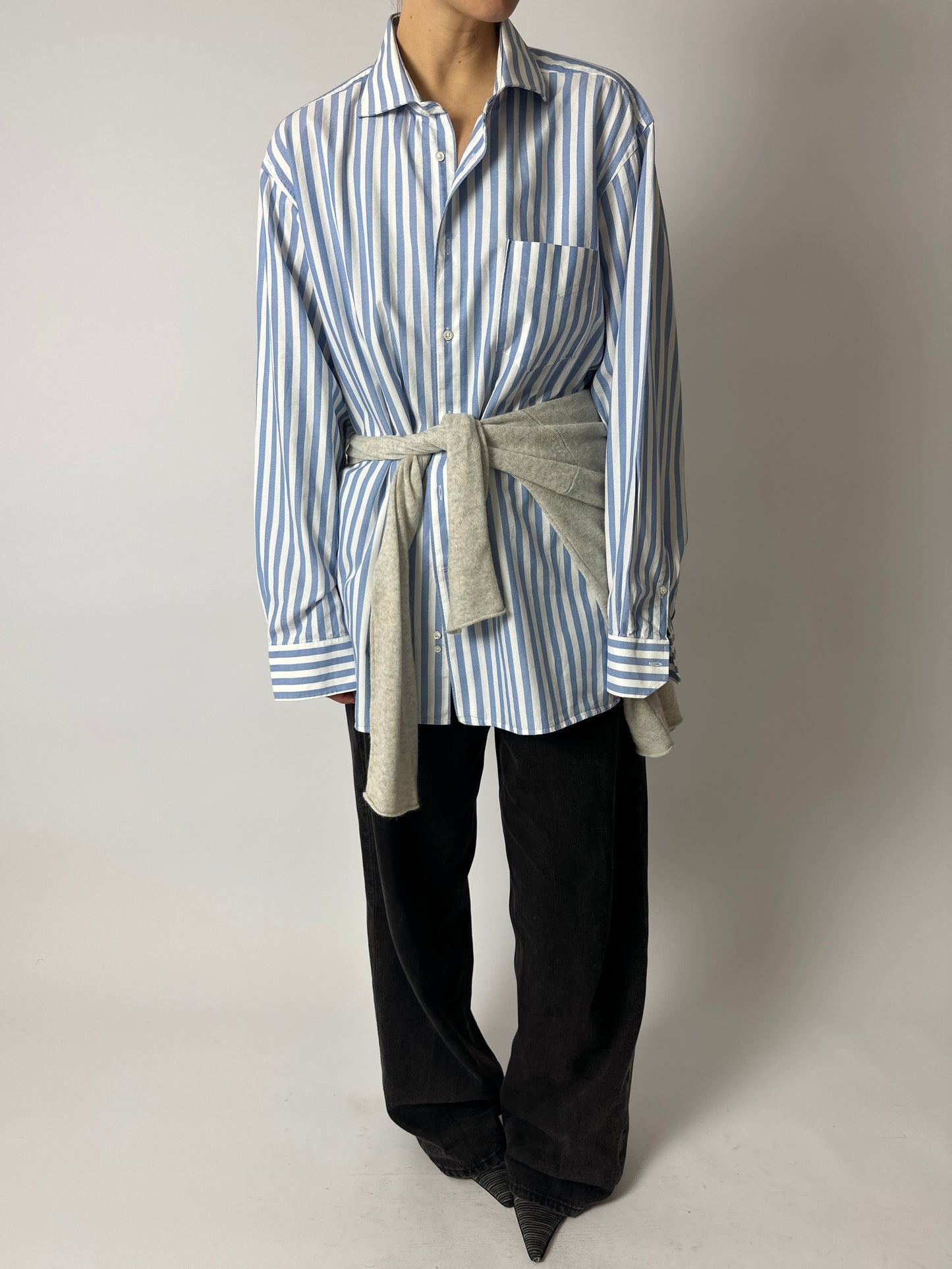 Oversized striped shirt | Blue / Off white