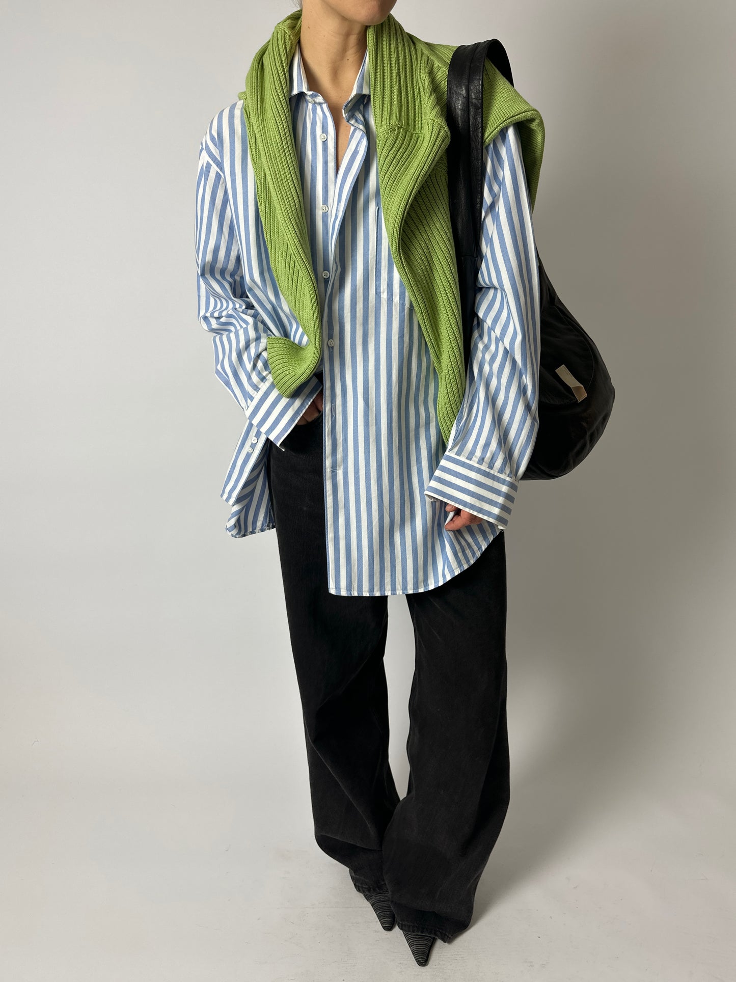 Oversized striped shirt | Blue / Off white