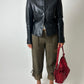 Leather fitted jacket | Black