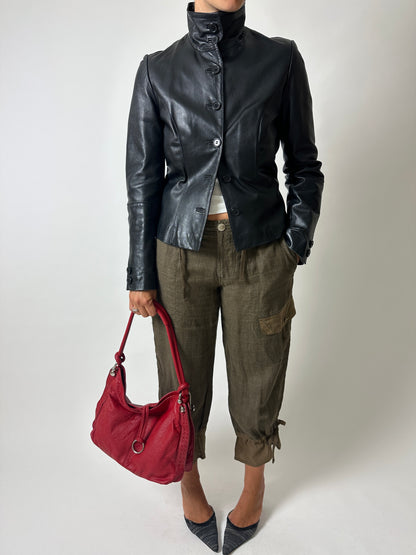 Leather shoulder bag | Red
