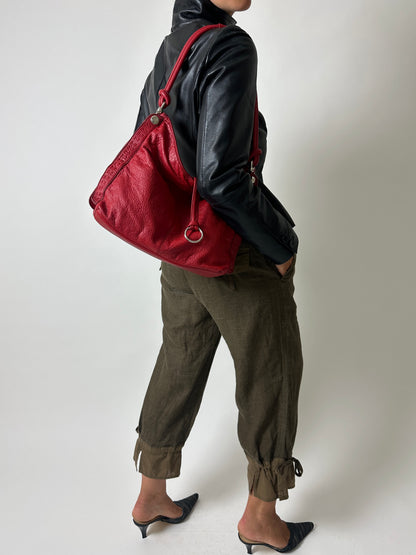 Leather shoulder bag | Red