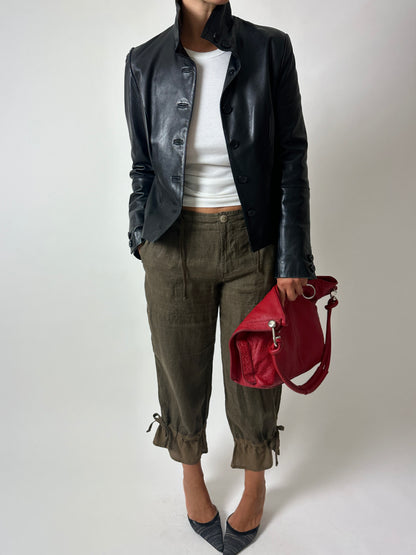 Leather fitted jacket | Black