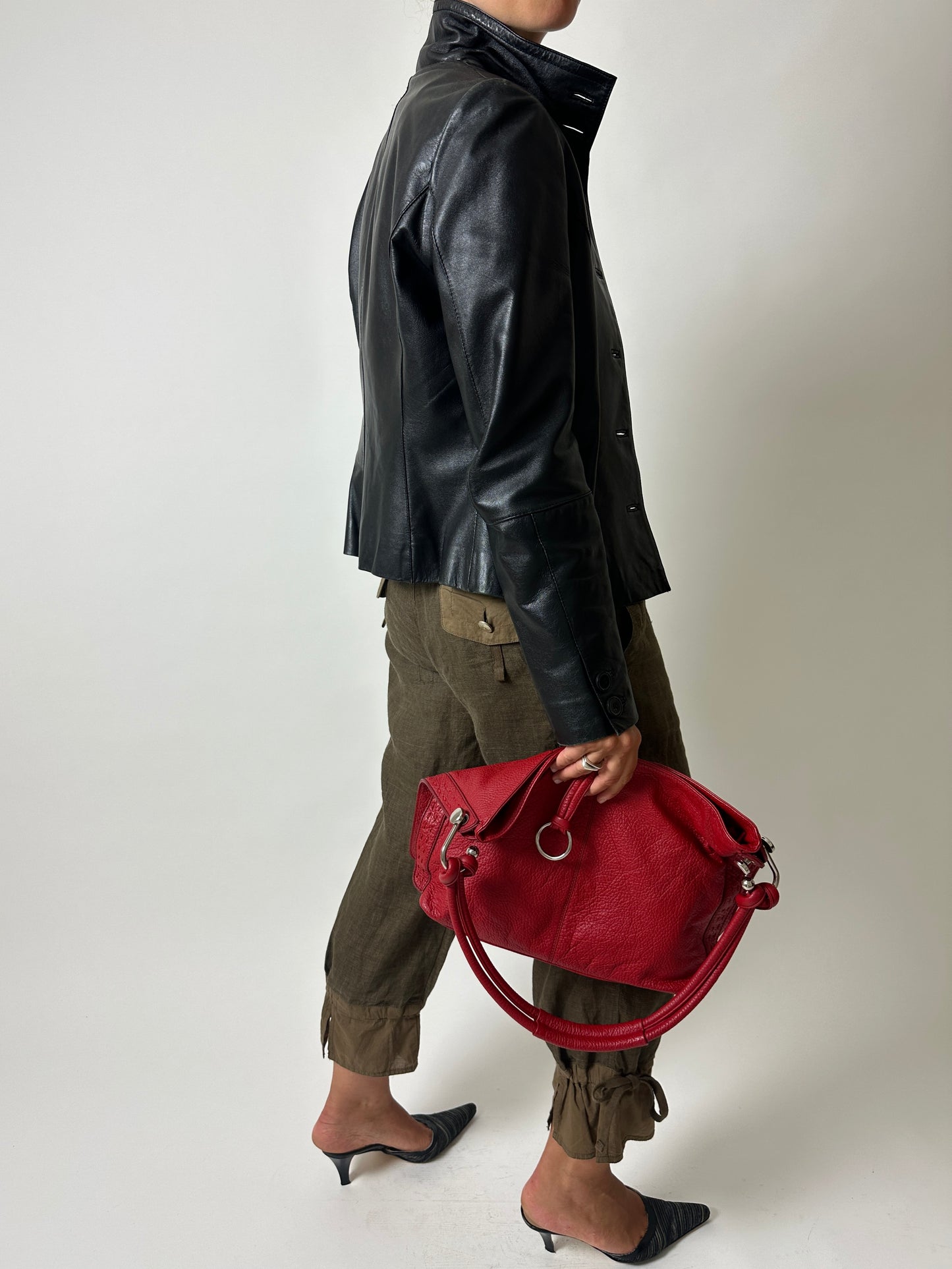 Leather shoulder bag | Red