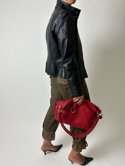 Leather shoulder bag | Red