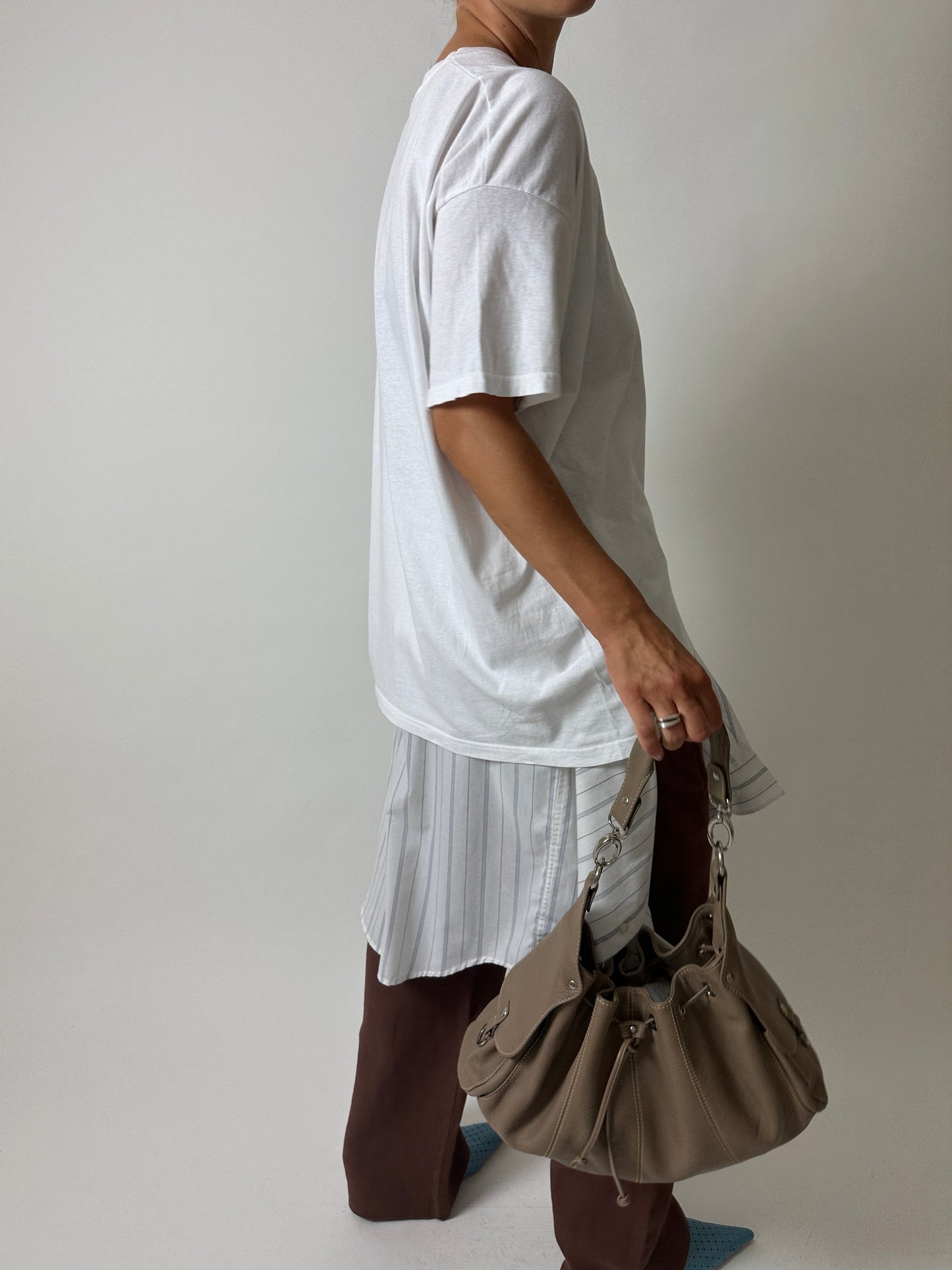 Leather shoulder bag | Beige