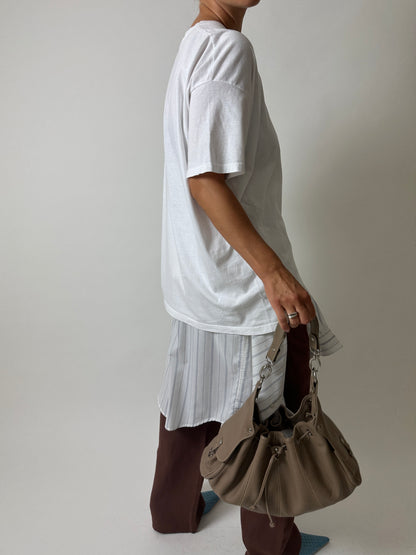 Leather shoulder bag | Beige