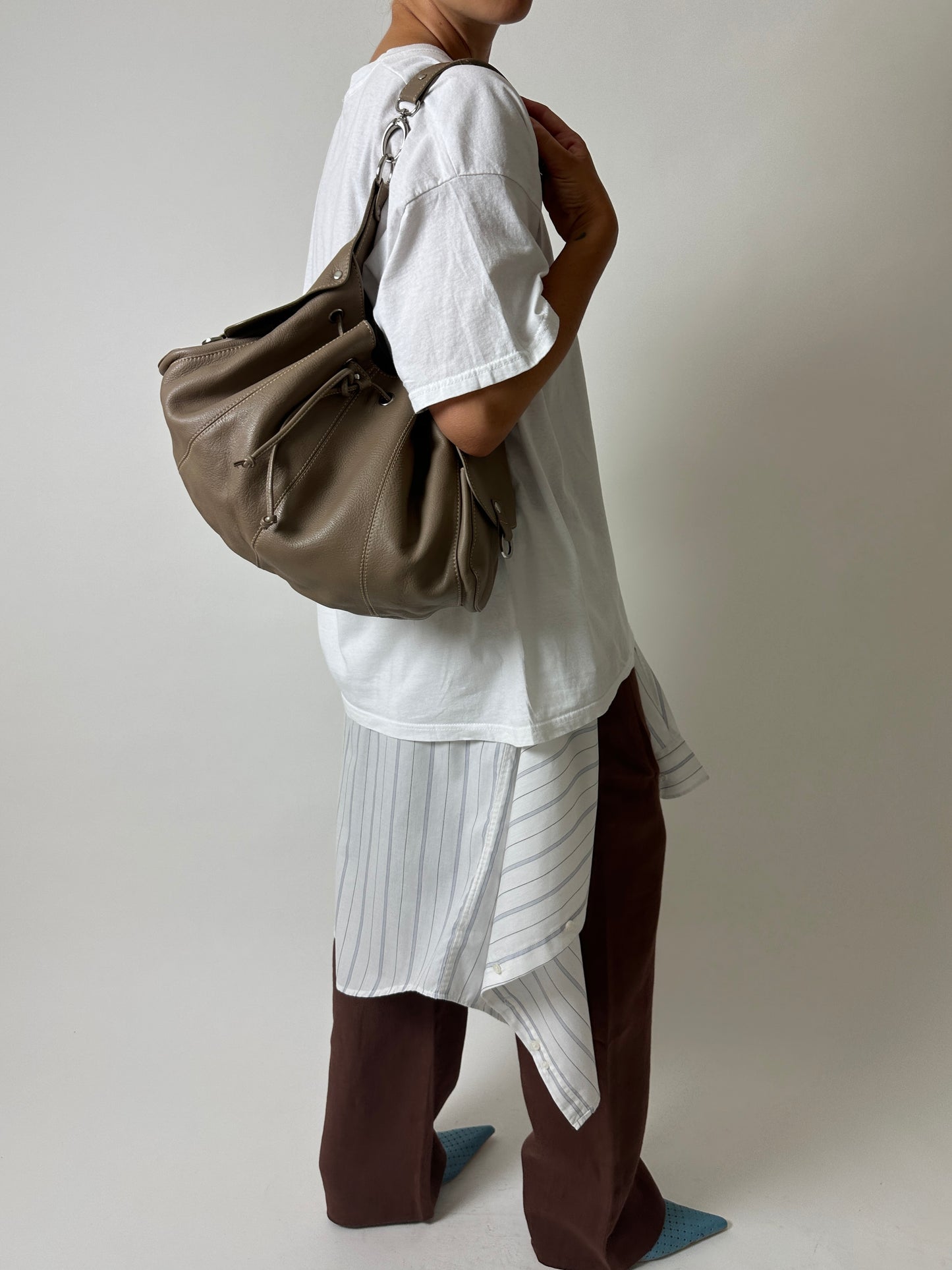Leather shoulder bag | Beige