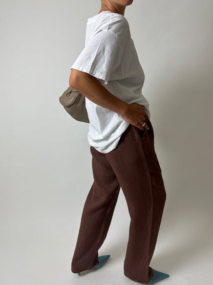 Linen trousers | Soft brown
