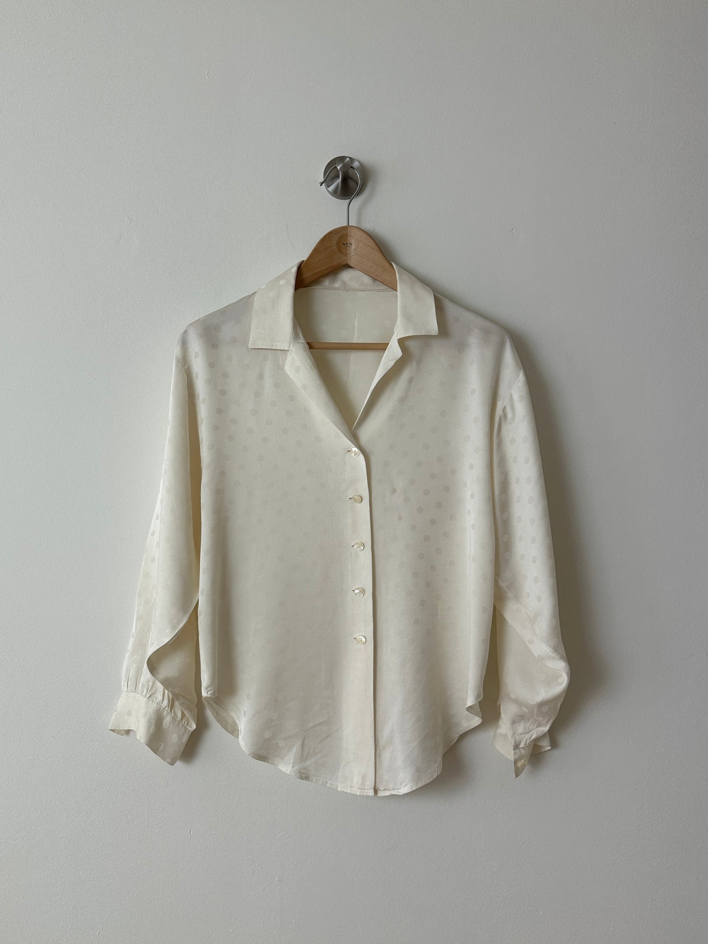 Silk polka dot blouse | Cream
