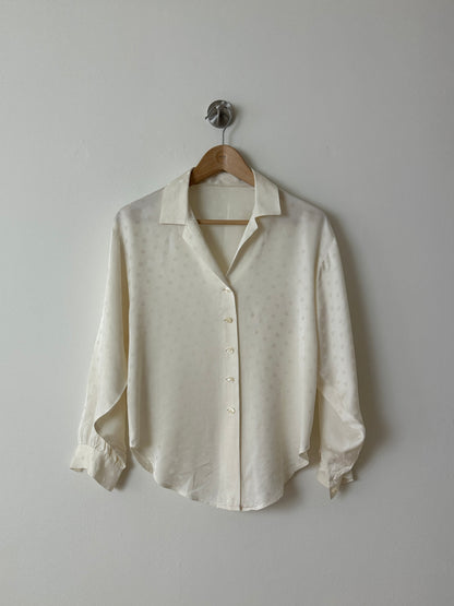 Silk polka dot blouse | Cream