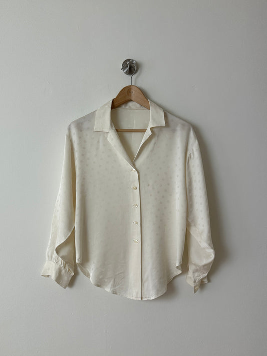 Silk polka dot blouse | Cream