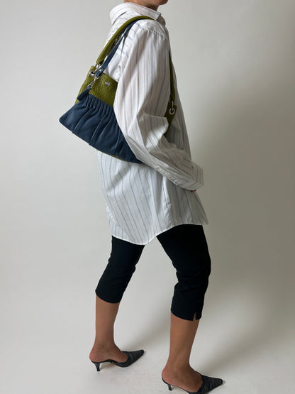 Leather mini shoulder bag | Blue