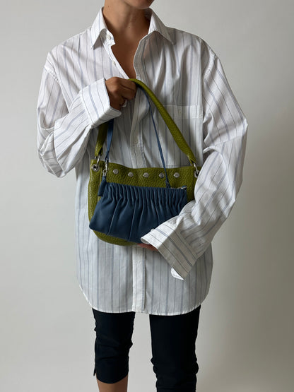 Leather mini shoulder bag | Blue