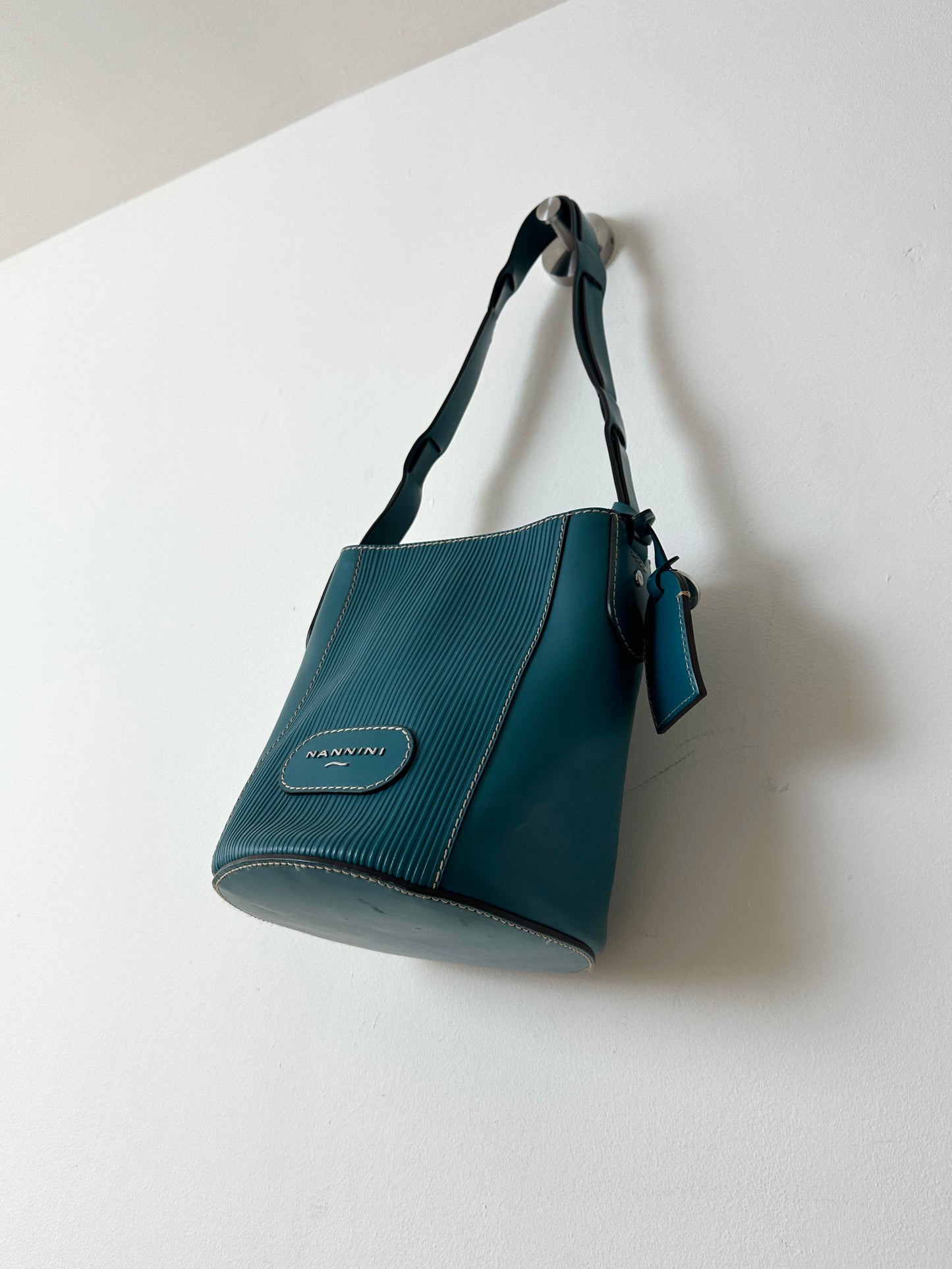 Leather bucket bag | Dark turquoise