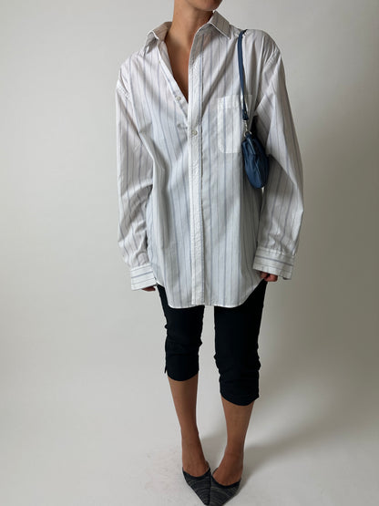 Oversized striped shirt | White / Blue