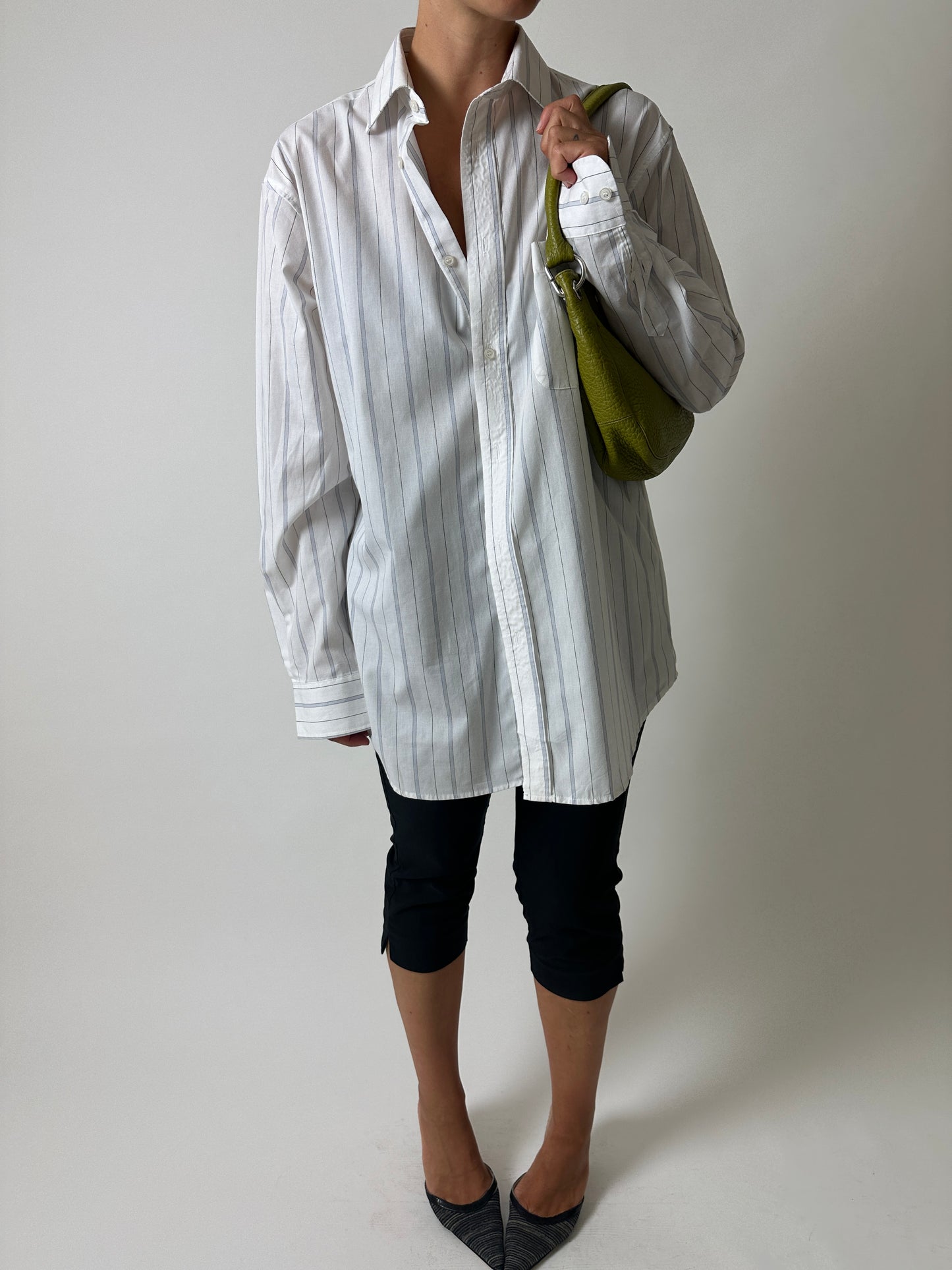 Oversized striped shirt | White / Blue