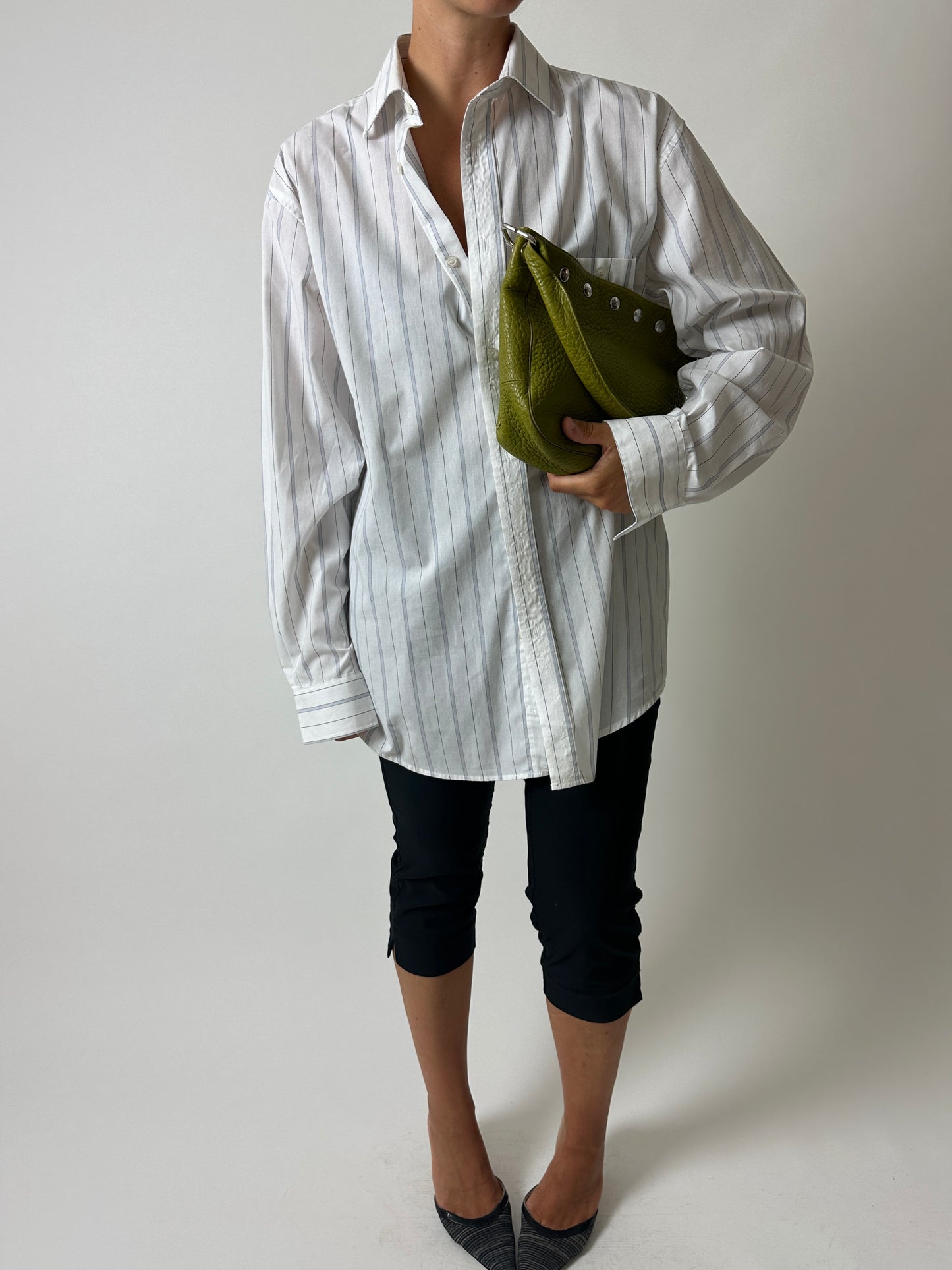 Oversized striped shirt | White / Blue