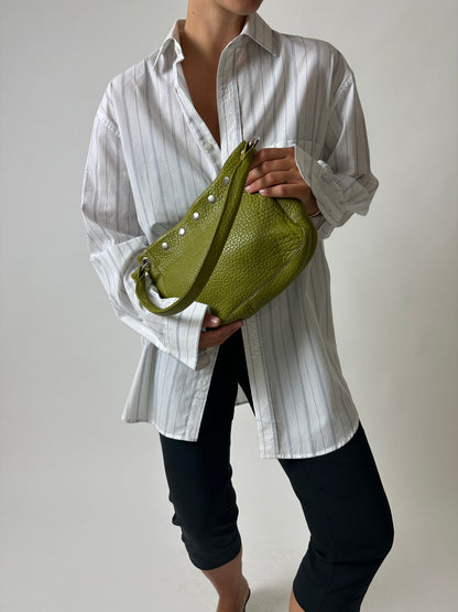 Leather shoulder bag | Toxic green