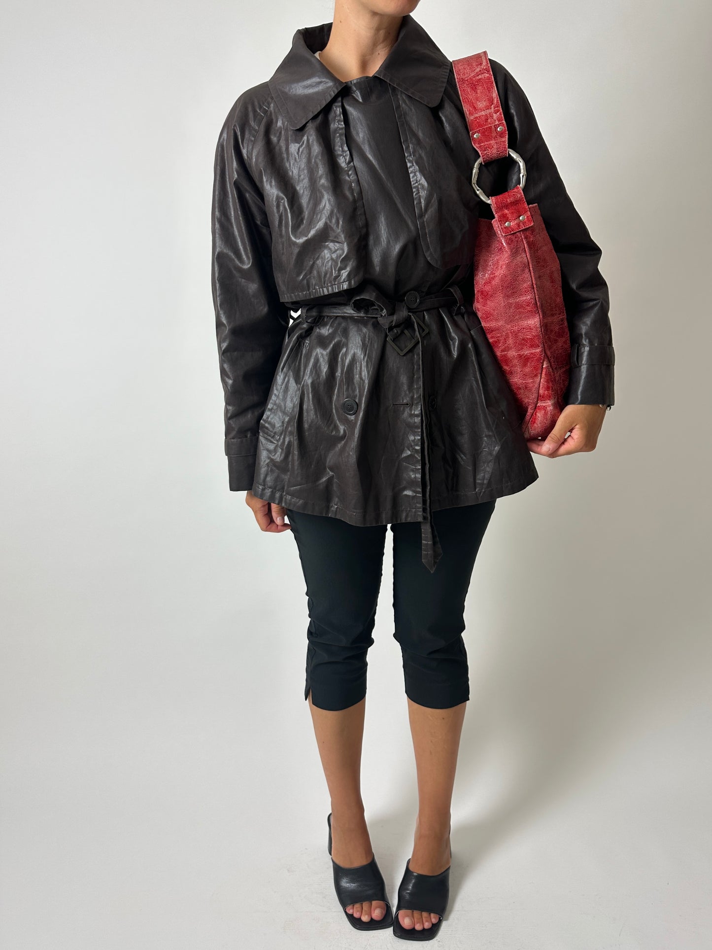 Short trench coat | Dark Brown