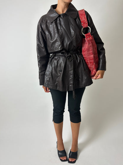 Short trench coat | Dark Brown
