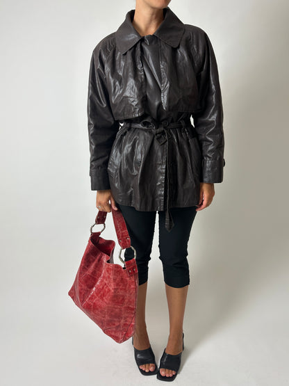 Short trench coat | Dark Brown