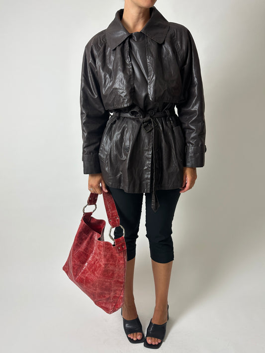 Short trench coat | Dark Brown