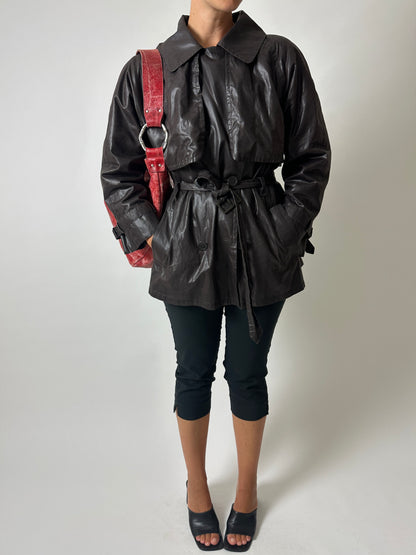 Short trench coat | Dark Brown