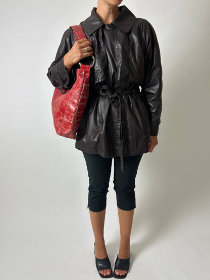 Short trench coat | Dark Brown