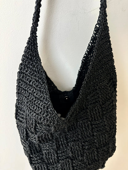 Raffia summer bag | Black