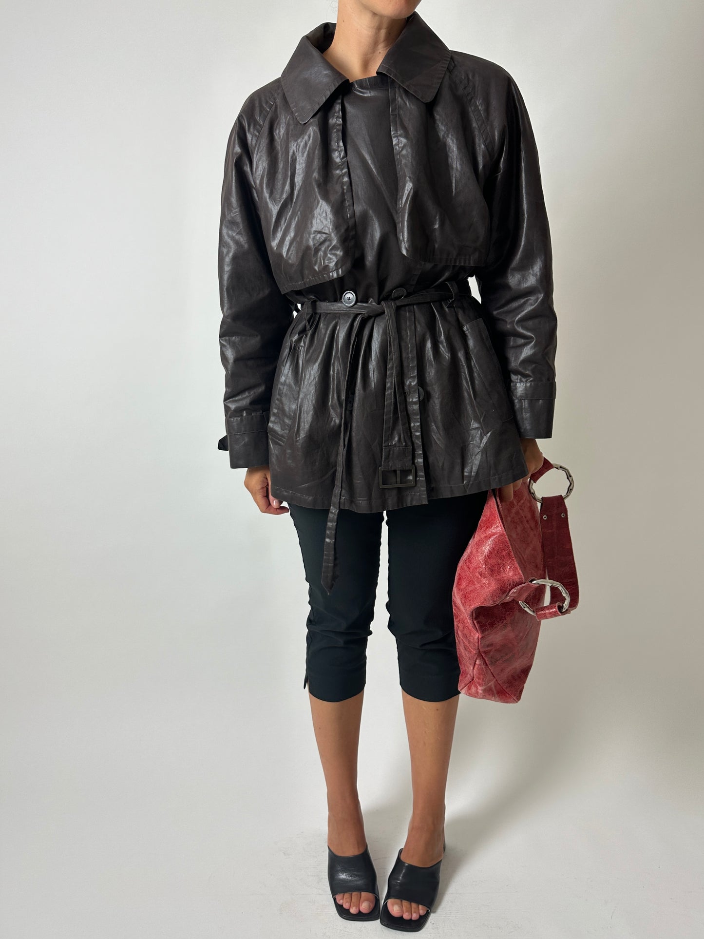 Short trench coat | Dark Brown