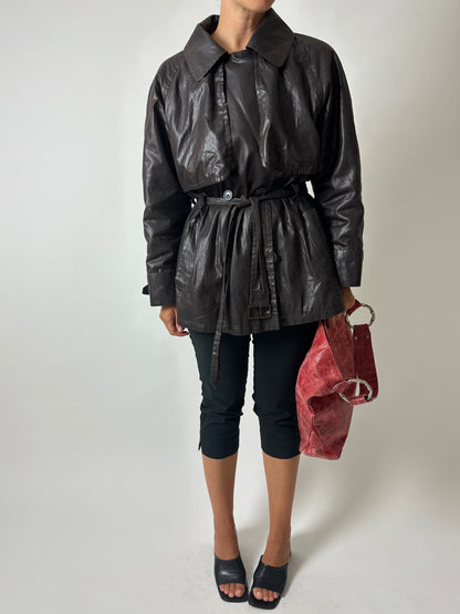 Short trench coat | Dark Brown