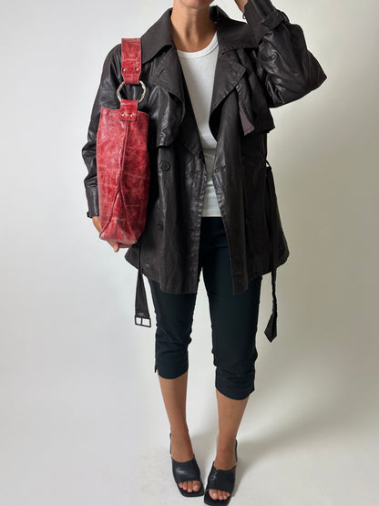 Short trench coat | Dark Brown